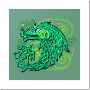 Fantasy green dragon Posters and Art